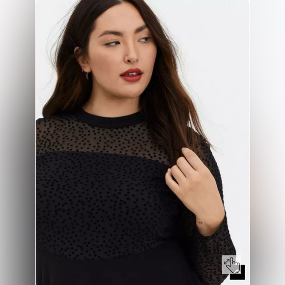 Black Star Mesh & Premium Ponte Peplum Top - Picture 2 of 9